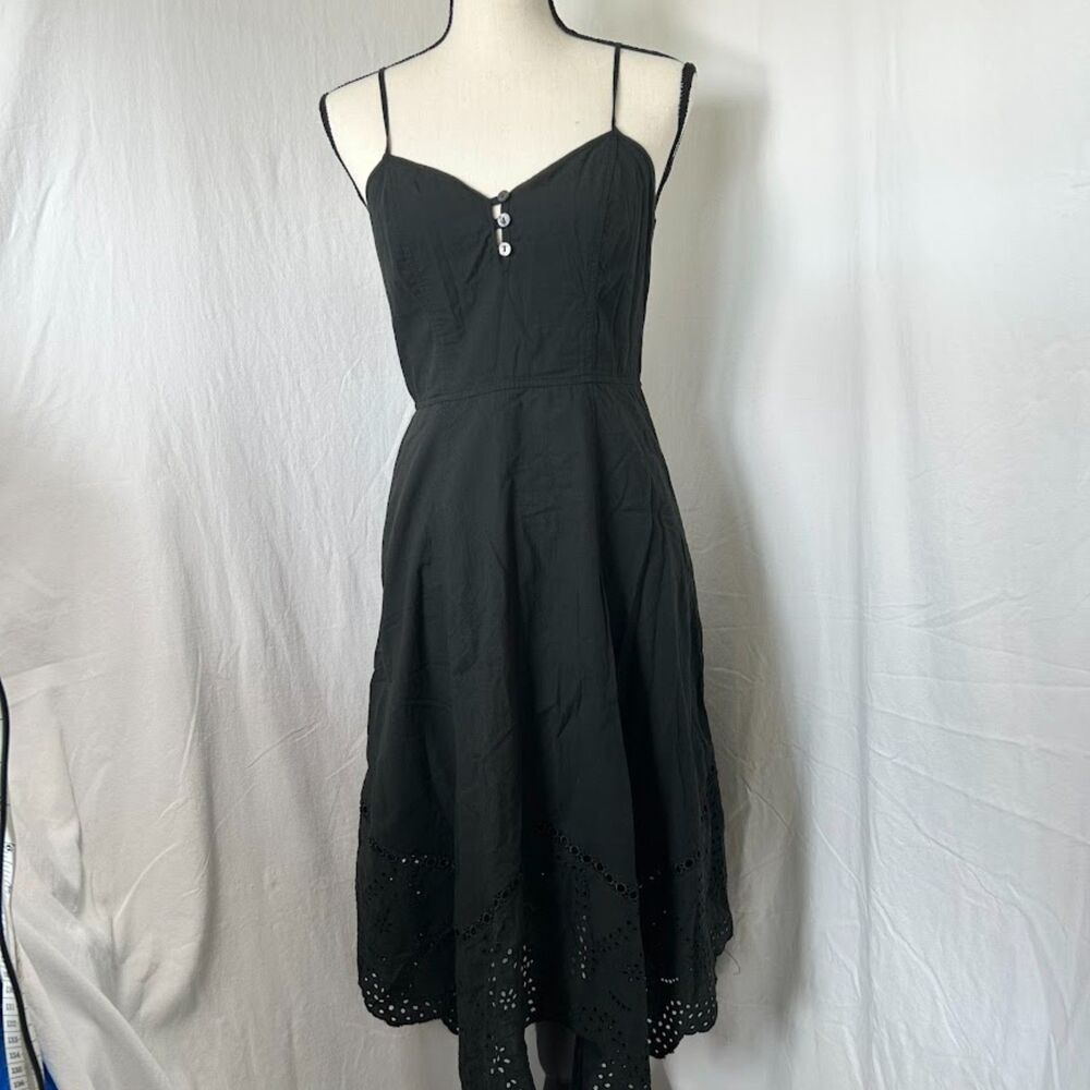 Whimsigoth Black Cotton Lace Handkerchief Hem Midi Dress Universal Thread Small